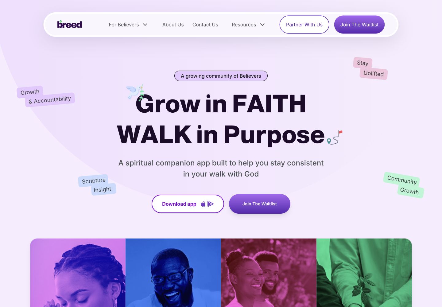 Breed website: Grow in faith, walk in purpose